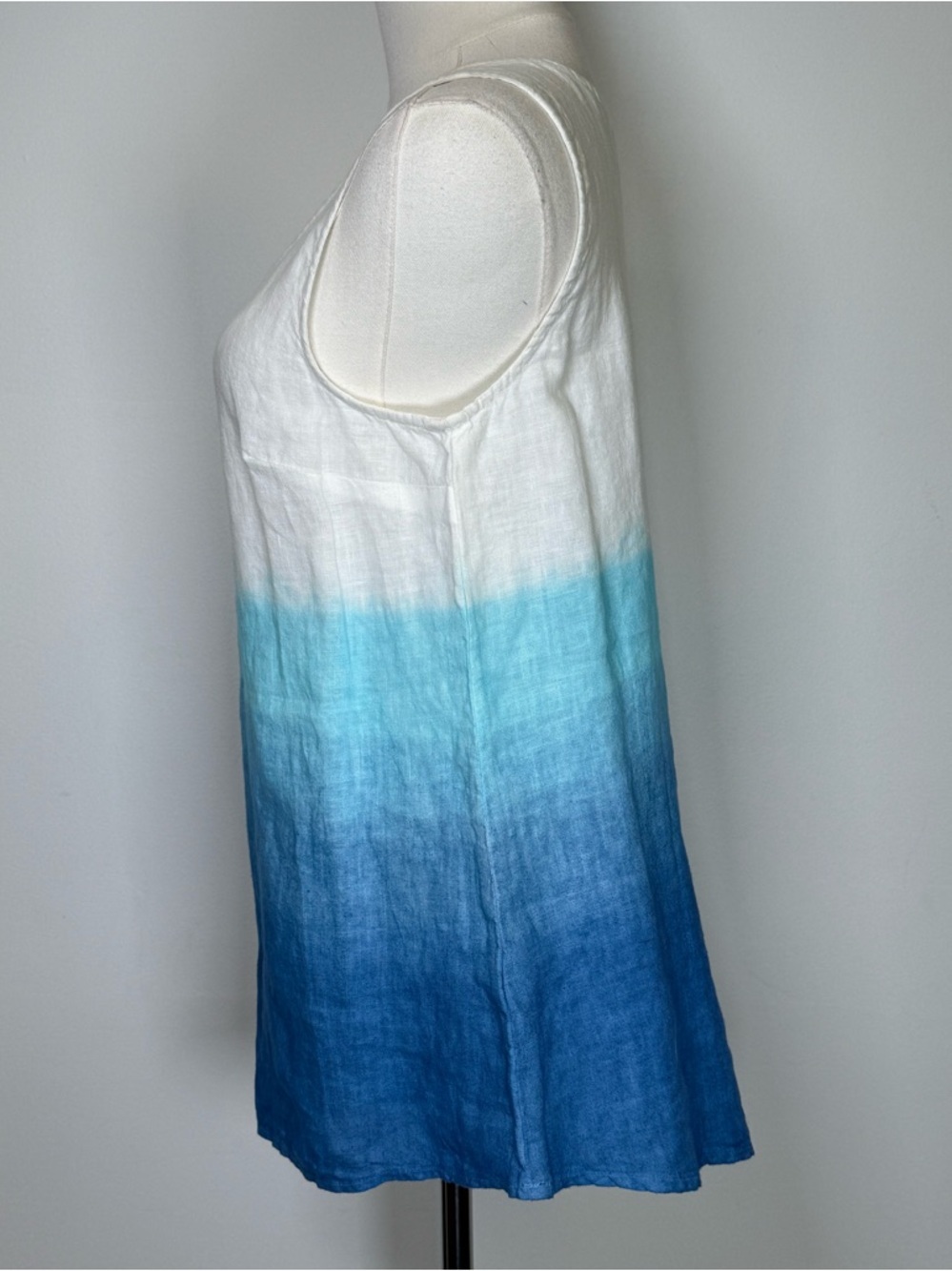 Grand Greece 100% Linen Sleeveless A-line Top Ombré Blue Women’s Medium NWOT - Picture 4 of 8